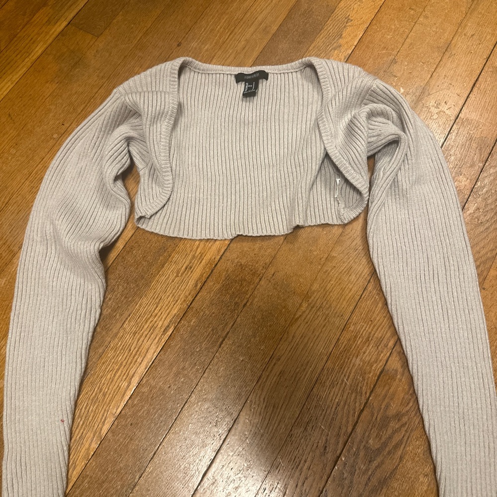 Forever 21 Light Gray Ribbed Knit Top